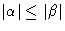 $\vert\alpha\vert \leq \vert\beta\vert$
